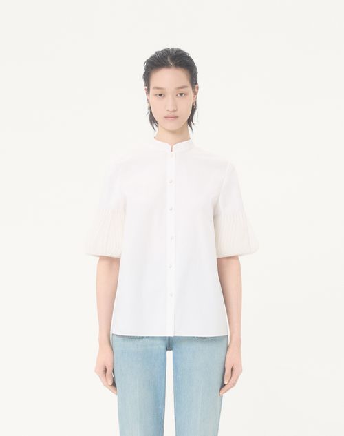 Valentino - Embroidered Cotton Popeline Shirt - White - Woman - Shirts & Tops