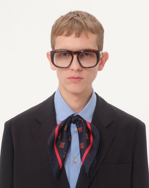 Valentino - Single-breasted Wool And Cotton Jacket With Jacquard Trimmings - Navy - Man - Coats And Blazers