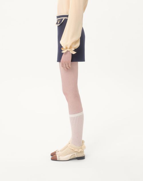 Valentino - Crepe Couture Shorts - Indigo/birch - Woman - Trousers And Shorts