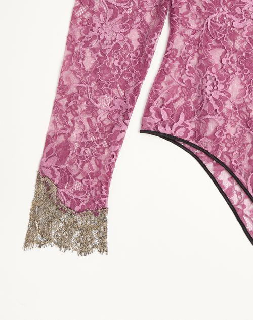 Valentino - Lace Bodysuit - Maroon - Woman - Lingerie