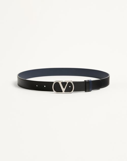 Valentino Garavani - Vlogo Signature Reversible Shiny Calfskin Belt 30 Mm - Black - Man - Belts