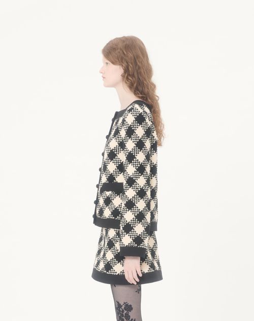 Valentino - Damier Tweed Jacket - Butter/black - Woman - Jackets And Blazers