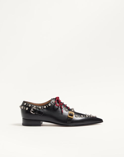Valentino Garavani - Derby Mockers In Calfskin - Black - Man - Lace-ups