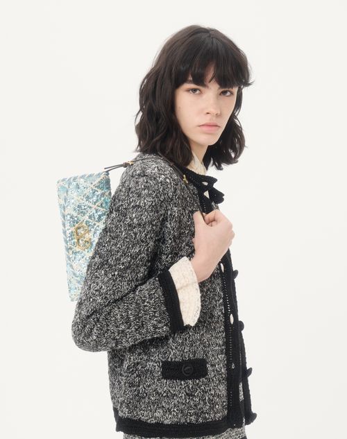 Valentino Garavani - Valentino Garavani Devain Small Shoulder Bag With Rhombelle Embroidery - Sky Blue - Woman - Shoulder Bags