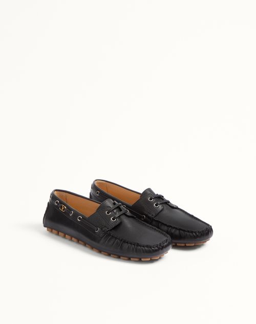 Valentino Garavani - Driver Fastaway Buffalo Loafer - Black - Man - Loafers And Driver