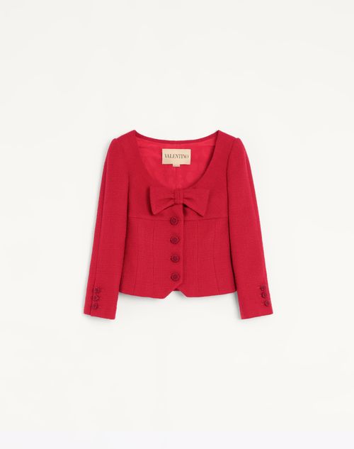 Valentino - Short Jacket In Plain Wool Tweed - Paris - Woman - Jackets And Blazers