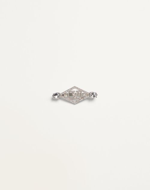 Valentino Garavani Rêve Radieux Hairclip In Metal And Swarovski® Crystals Woman Palladium/crystal Un