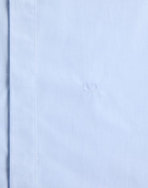 Valentino - Valentino Fil A Fil Cotton Shirt With Vlogo Embroidery - Sky Blue - Man - Shirts