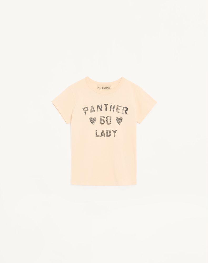 Valentino Mujer Negro Camiseta De Algodón Con Estampado Abedul/ M