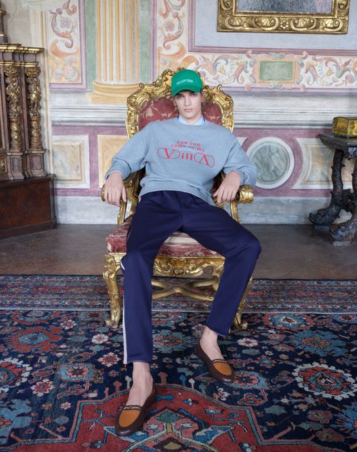Valentino - Valentino Jogginghose Aus Acetat Mit Vlogo Signature-stickerei - Marineblau/beige - Mann - Hosen Und Shorts