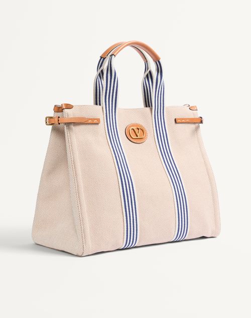 Valentino Garavani - Valentino Garavani Antibes Canvas Bag - Natural/blue - Man - Totes