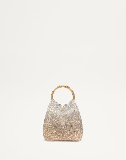 Valentino Garavani Garavani Carry Secrets Small Embroidered Bucket Bag Woman Hazelnut/crystal/gold U