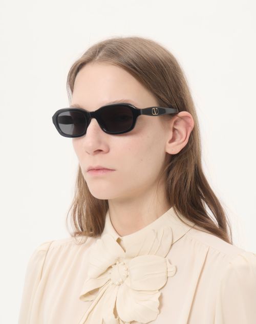 Valentino - Rectangular Acetate Eyewear - Black/gray - Unisex - Eyewear