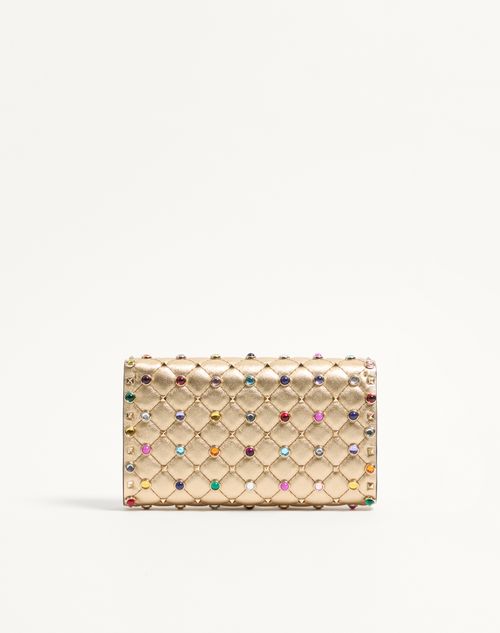 Valentino Garavani - Bolso De Hombro Valentino Garavani Rockstud Spike De Cuero Napa Laminado Con Cabujones - Beis - Mujer - Bolsos De Hombro