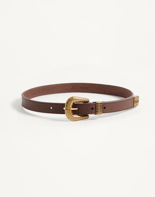 Valentino Garavani - Vlogo Signature Calfskin Belt 20 Mm - Chocolate - Woman - Belts