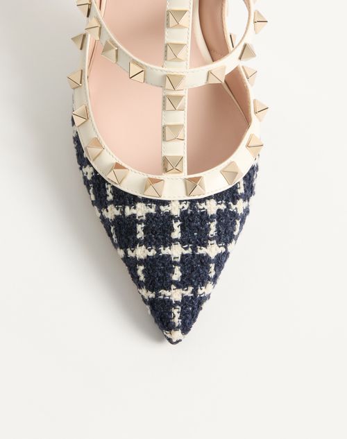 Valentino Garavani - Rockstud Pumps In Bouclé Fabric 100mm - Blue/ivory - Woman - Dresses