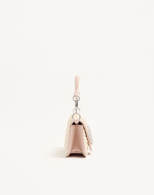Valentino Garavani - ヴァレンティノ ガラヴァーニ ロコ パール X ラインストーン X ジュエルロゴ サテン スモール ショルダーバッグ - クリーム - ウィメンズ - ショルダーバッグ