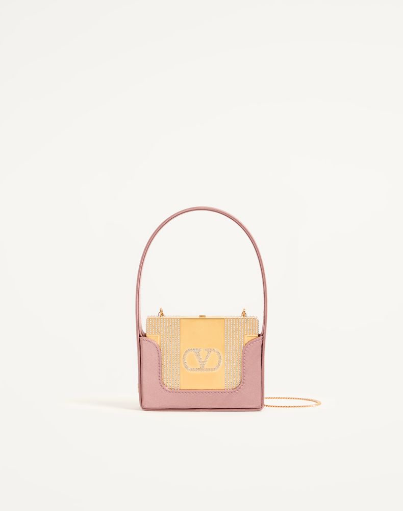 Valentino Garavani Minaumorphe Minaudière In Metal With Swarovski Crystals And Satin Case Wo