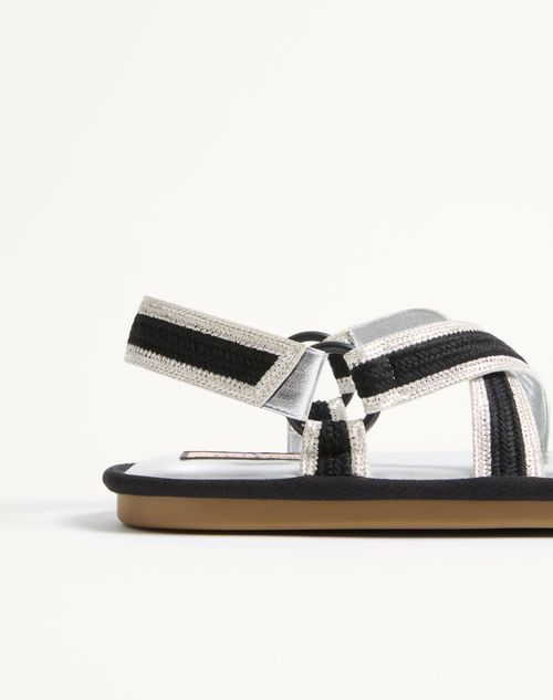 Valentino Garavani - Sandales Lake Powell Brodées Au Crochet - Noir/argent - Femme - Sandales