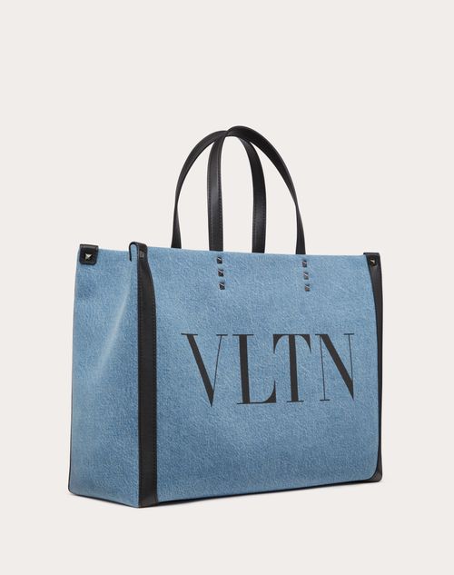 Valentino Garavani - Medium Vltn Denim Shopper - Denim/black - Man - Totes