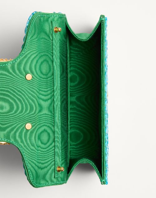Valentino Garavani - Valentino Garavani Locò Small Shoulder Bag Embroidered With Jewel Logo - Turquoise/emerald - Woman - Shoulder Bags