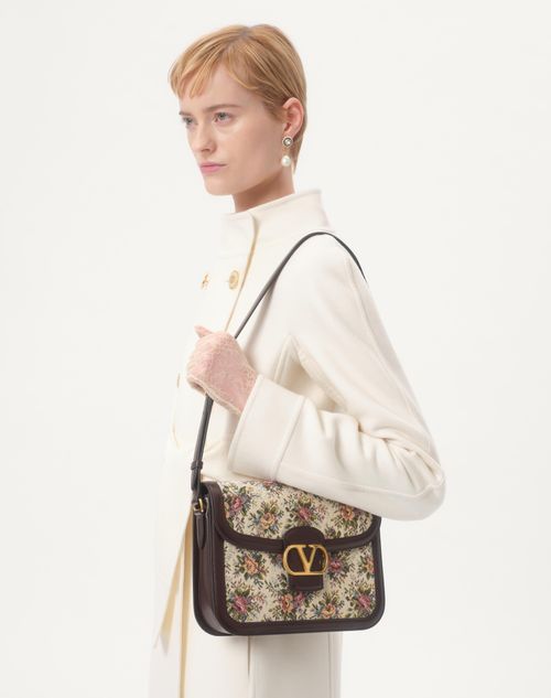 Valentino Garavani - Valentino Garavani 9to5 Shoulder Bag In Papier Floral Jacquard Fabric - Brown/multicolor - Woman - Shoulder Bags