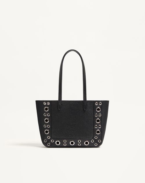 Valentino Garavani - Valentino Garavani Nellcôte Mini Shopping Bag In Grainy Calfskin - Black - Woman - Totes