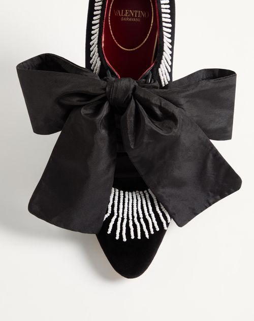 Valentino Garavani - Rockocò Velvet Ankle Boot With Beaded Embroidery 105mm - Black - Woman - Pumps