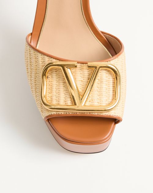 Valentino Garavani - Vlogo Signature Platform Sandal In Raffia 115mm - Beige - Woman - Sandals