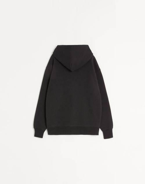 Valentino - Cotton Hooded Sweatshirt With Vg Patch - Black - Man - T-shirts And Sweatshirts