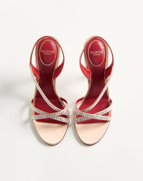 Valentino Garavani - Dans Le Foyer Satin Sandal With Crystals 105mm - Nude - Woman - Sandals