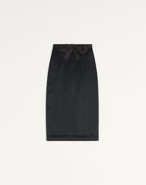 Valentino - Satin Midi Skirt - Black - Woman - Skirts