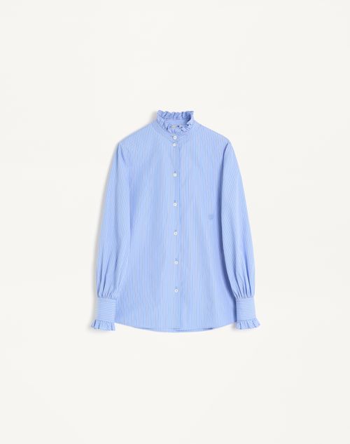 Valentino Camisa De Popelina Rayada Clásica Mujer Iris Liliac 46