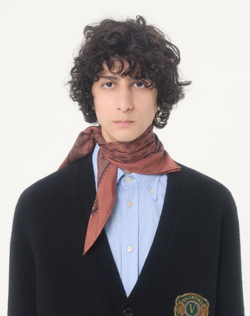 Valentino - Valentino Wool Cardigan With Embroidered Valentino Patch - Black - Man - Knitwear