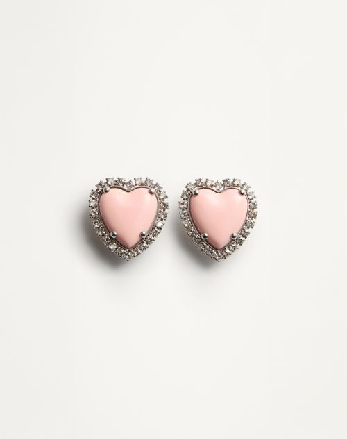 Valentino Coeur Hyperbole Clip-on Earrings In Palladium/pink