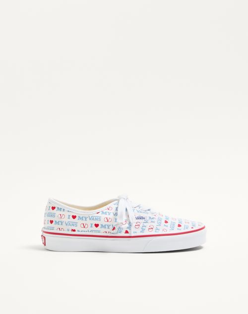 Valentino Garavani Valentino Garavani And Vans Low-top Trainer In Valentino Vans Love Print Fabric Woman White/rouge Pur/sky Blue 35