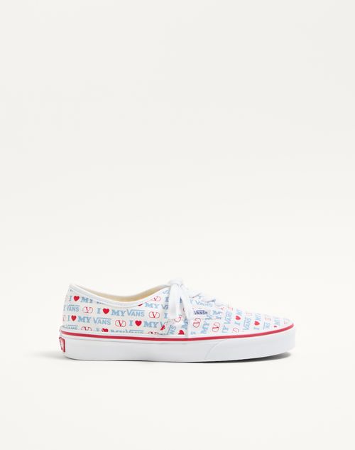 Valentino Garavani Valentino Garavani And Vans Low-top Trainer In Valentino Vans Love Print Fabric Woman White/rouge Pur/sky Blue 35