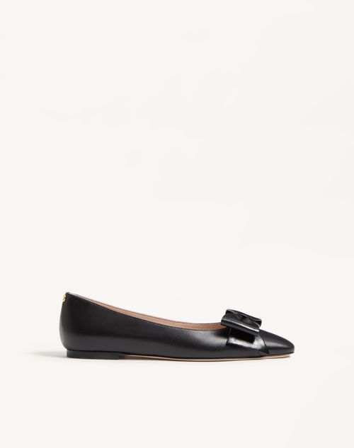 Valentino Leather Ballerinas With Iconic Bow Detail In Black