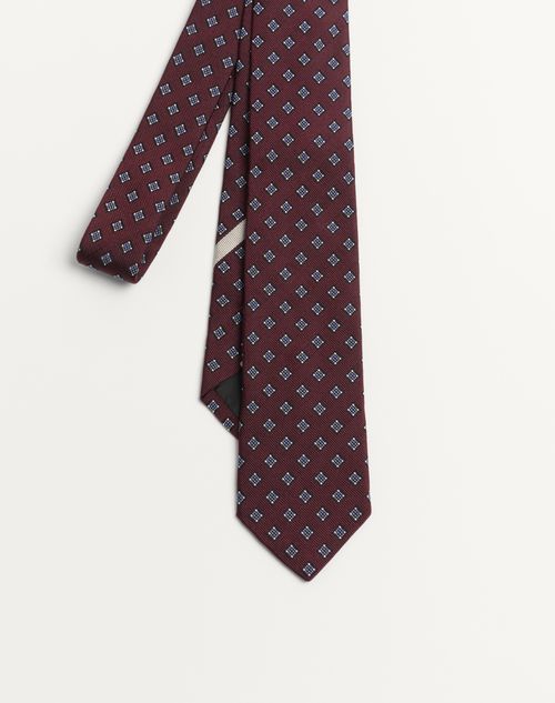 Valentino Garavani - Valentie Micro-check Silk Tie - Maroon - Man - Ties