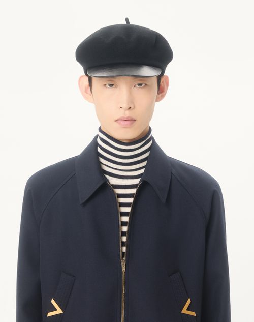 Valentino - Valentino Nylon Bomber With Vgold On Side Pockets - Navy - Man - Outerwear