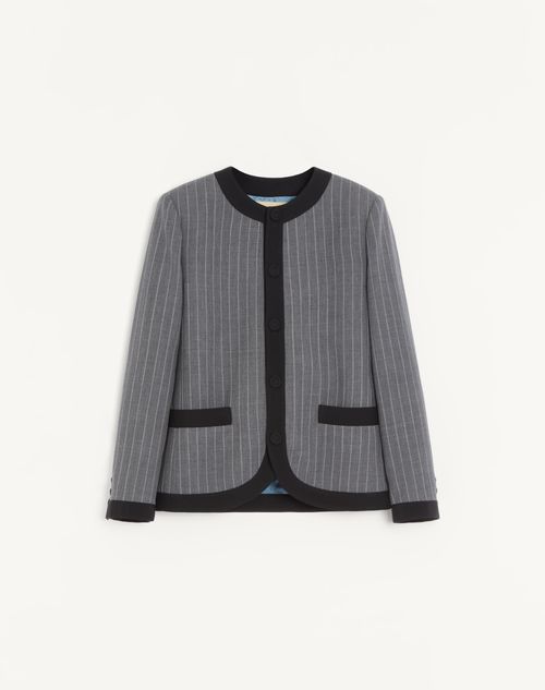 Valentino Valentino Pinstripe Wool Jacket Man Grey 48