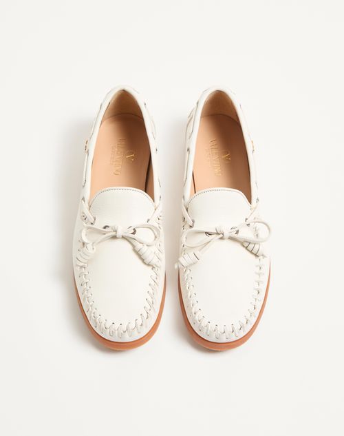 Valentino Garavani - Palm Avenue Buffalo Leather Boat Shoe - Ivory - Man - Loafers And Driver