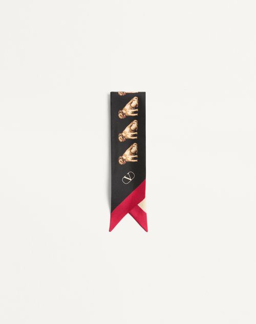 Valentino Garavani - Petit Charles Silk Bandeau Scarf - Black/beige/butter - Woman - Soft Accessories