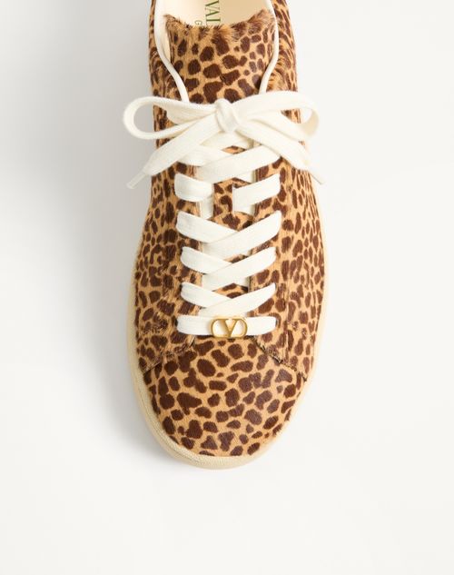 Valentino Garavani - Sneaker Royco In Hair Calf Stampa Fauve Eclat E Vitello Nappato - Marrone - Uomo - Sneakers