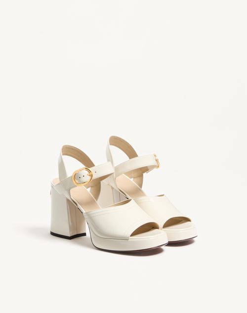 Valentino Garavani - Fawcette Platform Sandal In Polished Calfskin 100mm - Ivory - Woman - Sandals