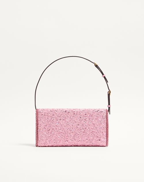 Valentino Garavani - Valentino Garavani Devain Small Shoulder Bag In Cloqué Jacquard Fabric. - Pink - Woman - Shoulder Bags