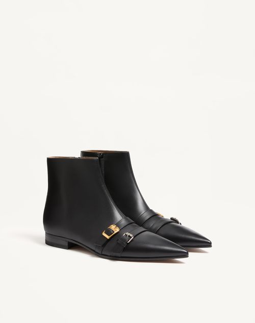 Valentino Garavani - Mockers Calfskin Ankle Boot - Black - Man - Boots