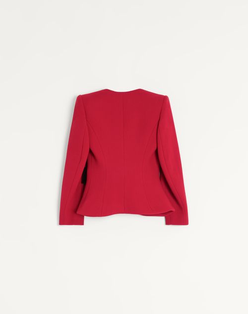 Valentino - Wool Crepe Jacket With Contrasting Bow - Paris/black - Woman - Jackets And Blazers