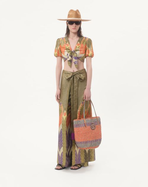 Valentino - Lurex Pants With Voyage Imaginaire Print - Multicolor - Woman - Pants And Shorts