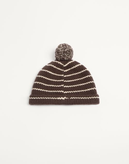 Valentino Garavani - Chez Valentino Knitted Wool Beanie - Testa Di Moro/butter - Man - Hats And Gloves